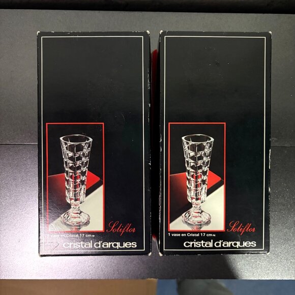 Cristal DArques Soliflor 17cm Crystal Vase Set Of 2 With Boxes - Picture 5 of 9